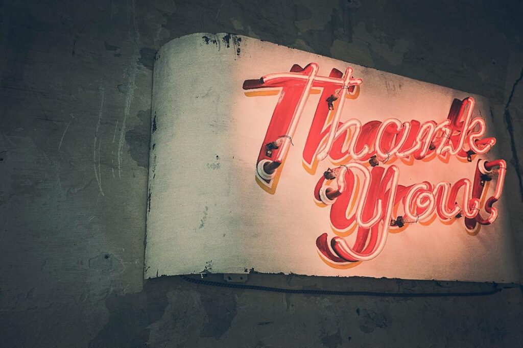 thank you sign in neon