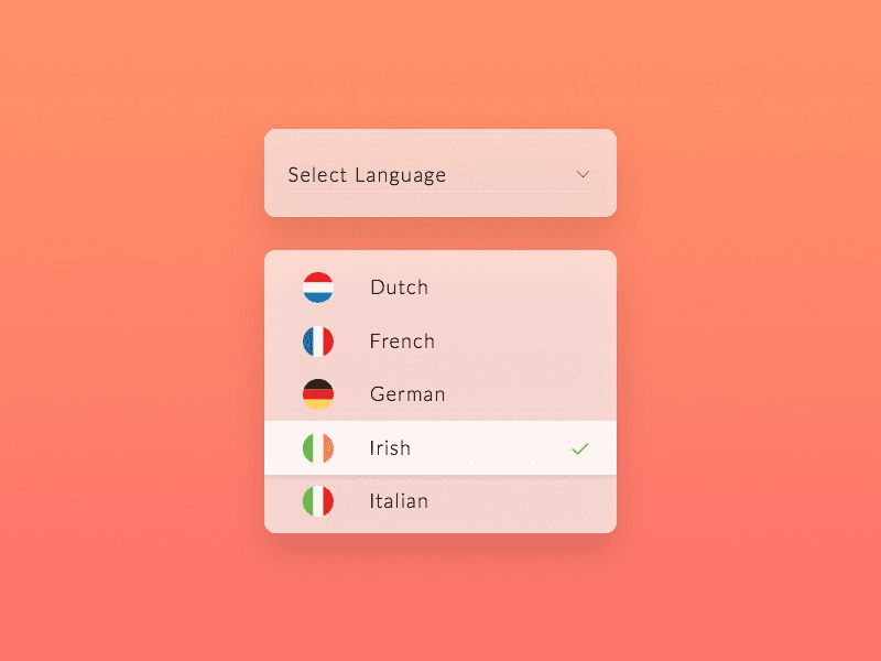 Language menu selection