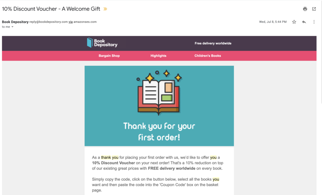 customer appreciation email template book depository