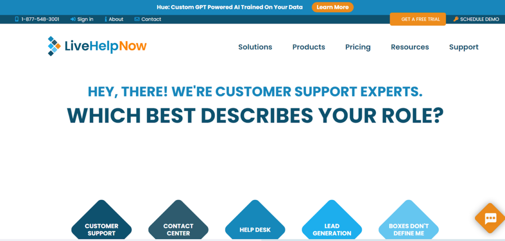 LiveHelpNow home page - Spiceworks alternative offering a comprehensive solution 