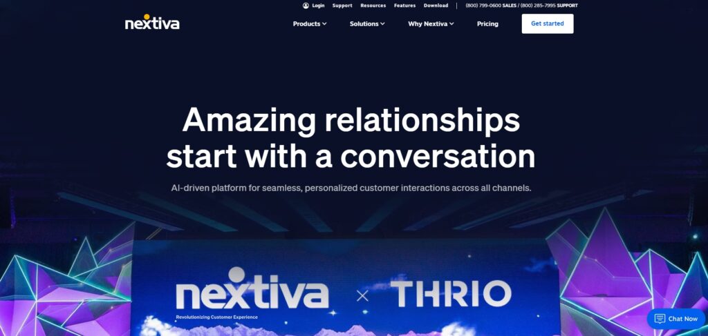 Página de inicio de Nextiva: solución centrada en la personalización