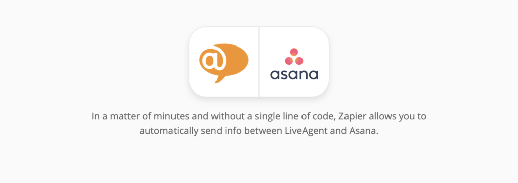 LiveAgenti ja Asana integratsiooni leht Zapieris