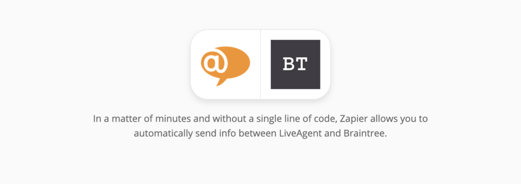 LiveAgent and Braintree integration page on Zapier
