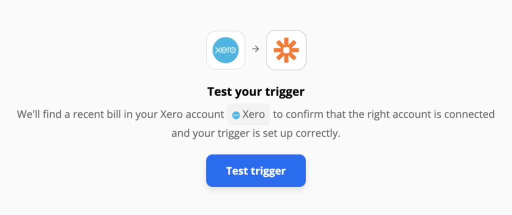 Xero eseményindító teszt a Zapier integrációin