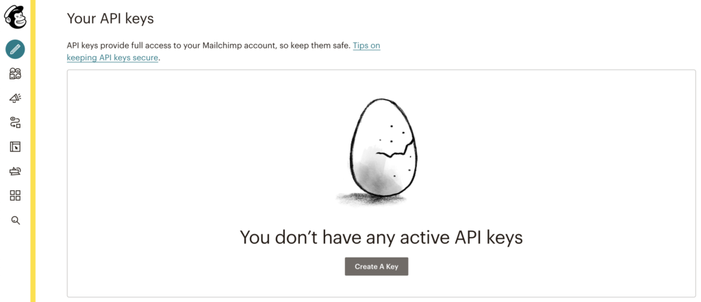 إنشاء مفتاح واجهة برمجة التطبيقات API في Mailchimp للتكامل مع LiveAgent