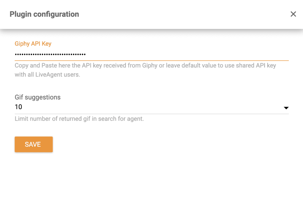 Adăugați cheia API Giphy la plugin-ul din LiveAgent 