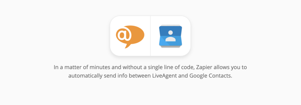 LiveAgent en Google Contacts-integratiepagina op Zapier