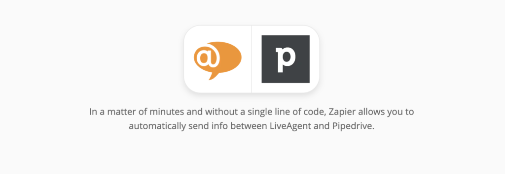 LiveAgent and PipeDrive integrations page on Zapier