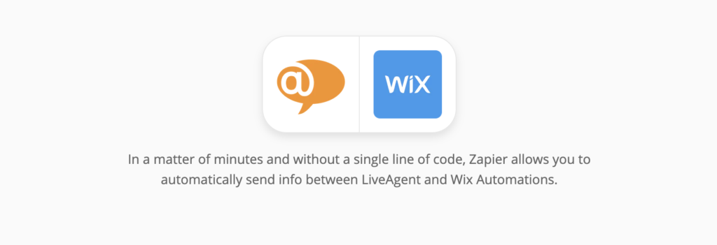 LiveAgent`i ja Wix`i integratsioonileht Zapier`is
