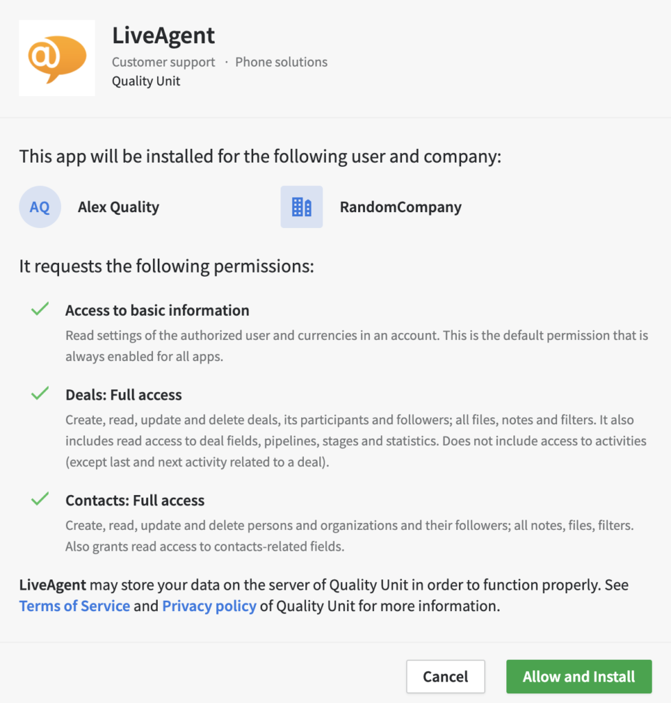 Install the PipeDrive plugin for LiveAgent