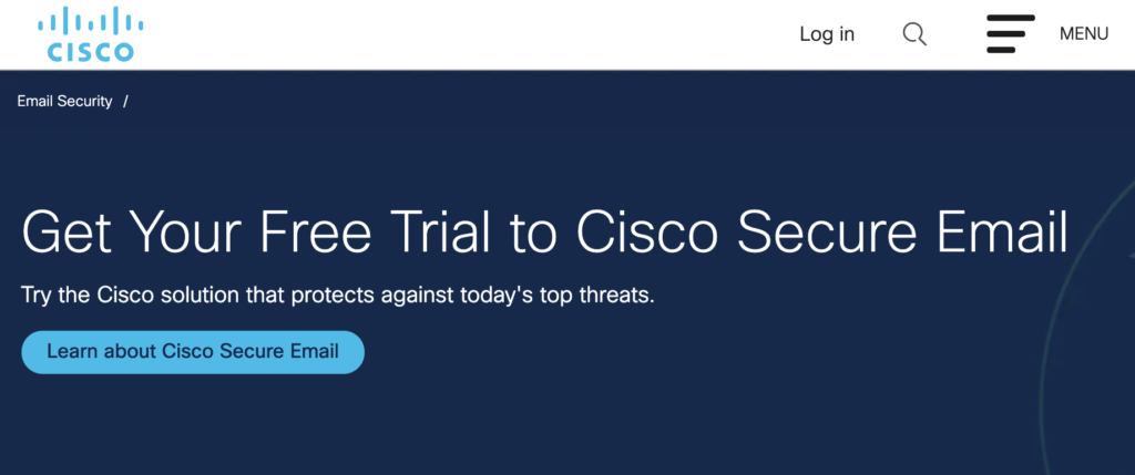 Cisco Secure Email website na may trial signup