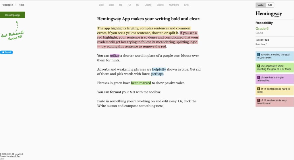 Hemingway App