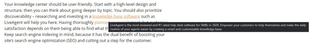 Internal link in LiveAgent's article