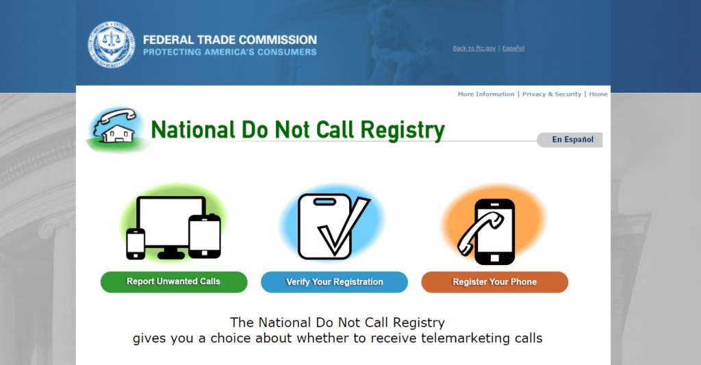 A National Ne Call Registry webhelye