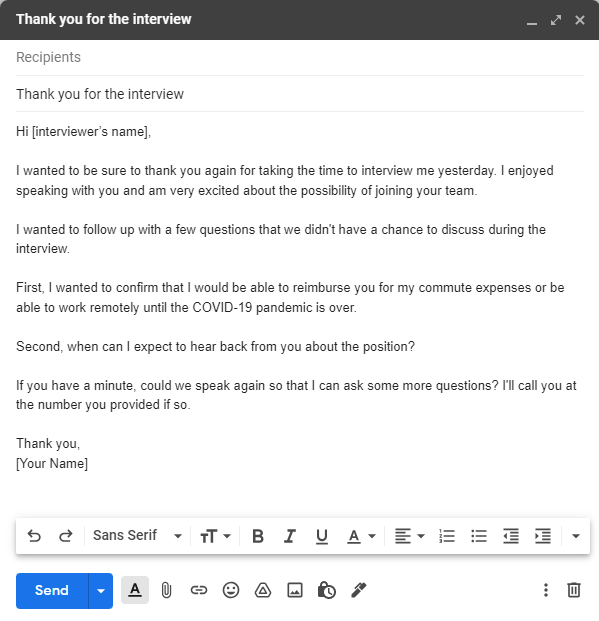 How To Write A Follow up Email After An Interview Examples 