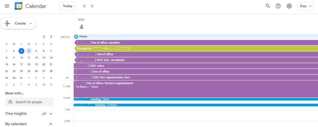 Exemple de calendrier Google d'entreprise