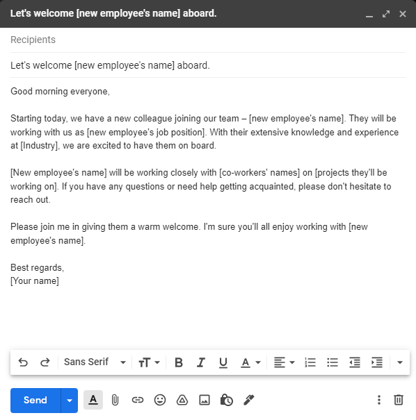 New Employee Introduction Email To Team Sample Templates 