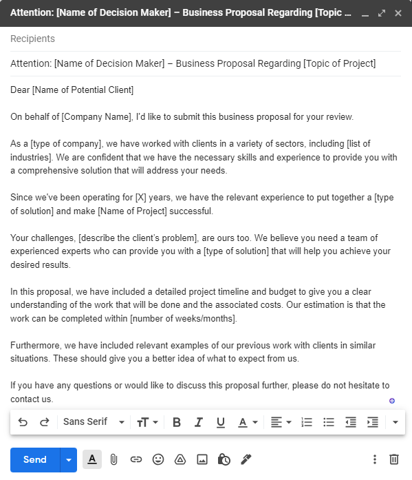 examples of business proposal emails