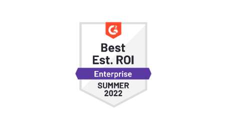 G2 badge for best ROI for enterprise summer 2022