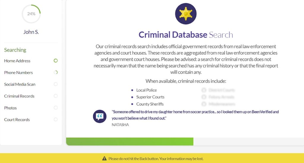 BeenVerified - pesquisa de banco de dados criminal