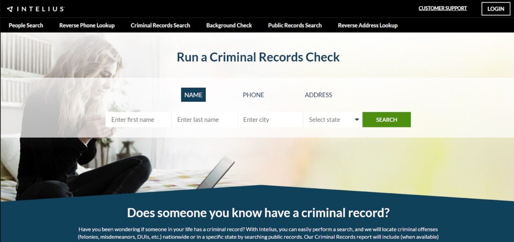 Intelius - Executar verificação de registros criminais