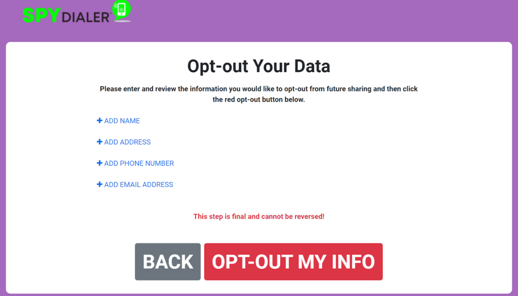 Spy Dialer - opt out your data