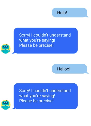 Example of chatbot not understanding greetings