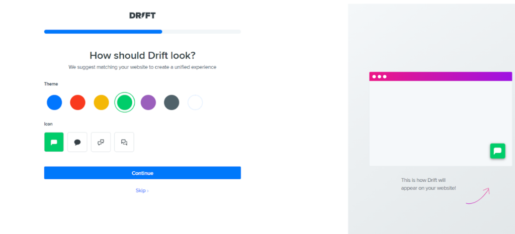 Drift - configuring chatbot appearance