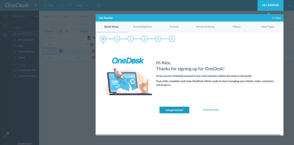 OneDesk – rozpoczynanie pracy