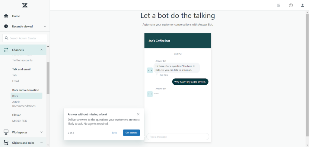 Configurazione del chatbot Zendesk