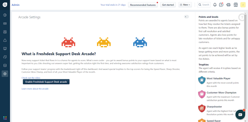 Επισκόπηση του Freshdesk Support Desk Arcade