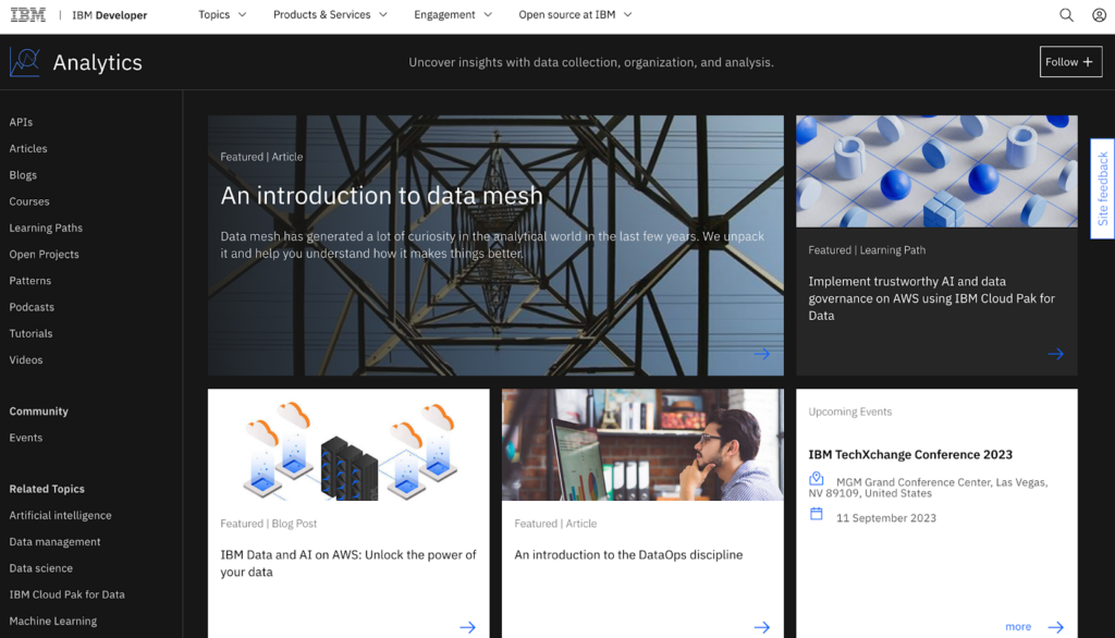 IBM Developer knowledge base page