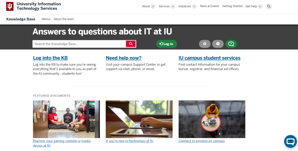 Indiana University - knowledge base page