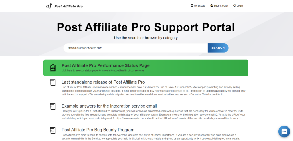 Post Affiliate Pro’s support portal