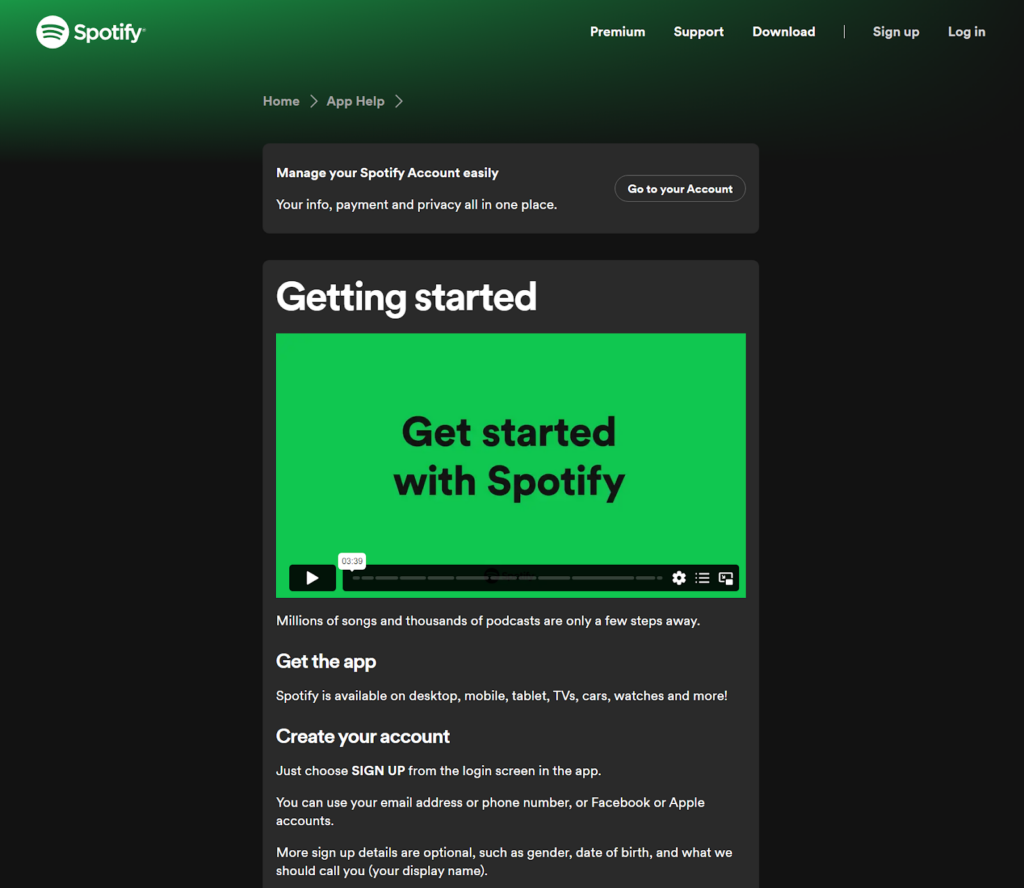 Spotify video knowledge base example