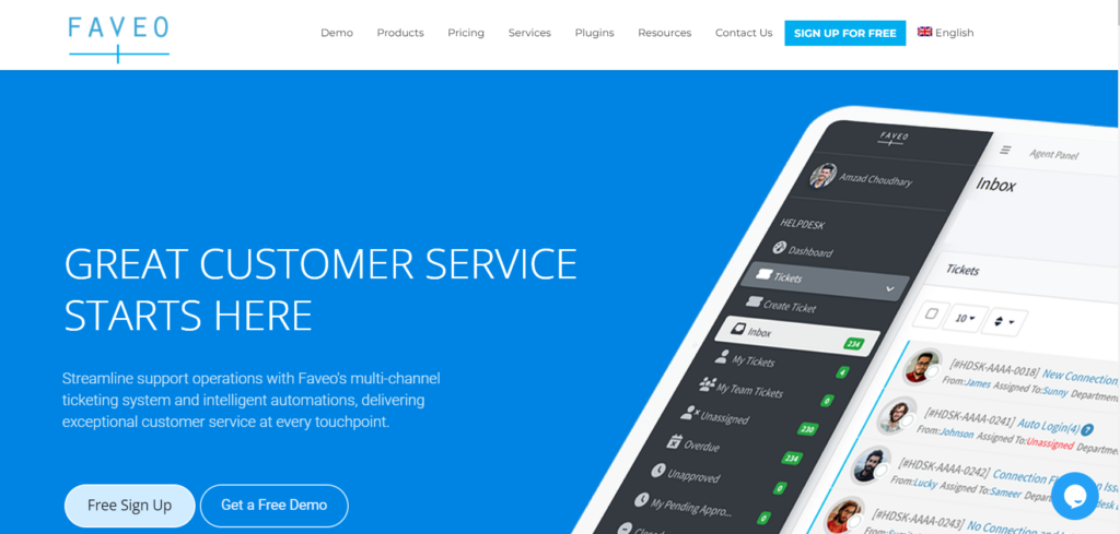 Faveo helpdesk homepage - customer-focused open source ticketing software