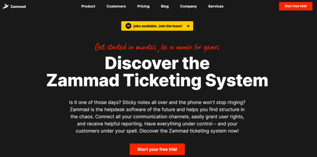 Zammad homepage - Open source unified ticketing system