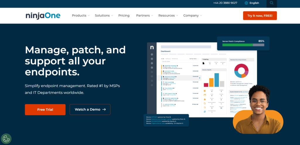 NinjaOne’s home page - complete IT management platform