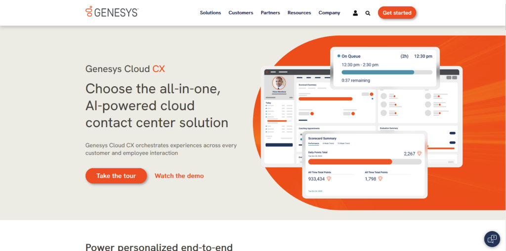 Genesys Cloud CX software homepage