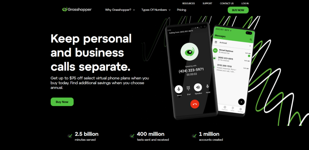 Grasshopper virtual phone system homepage